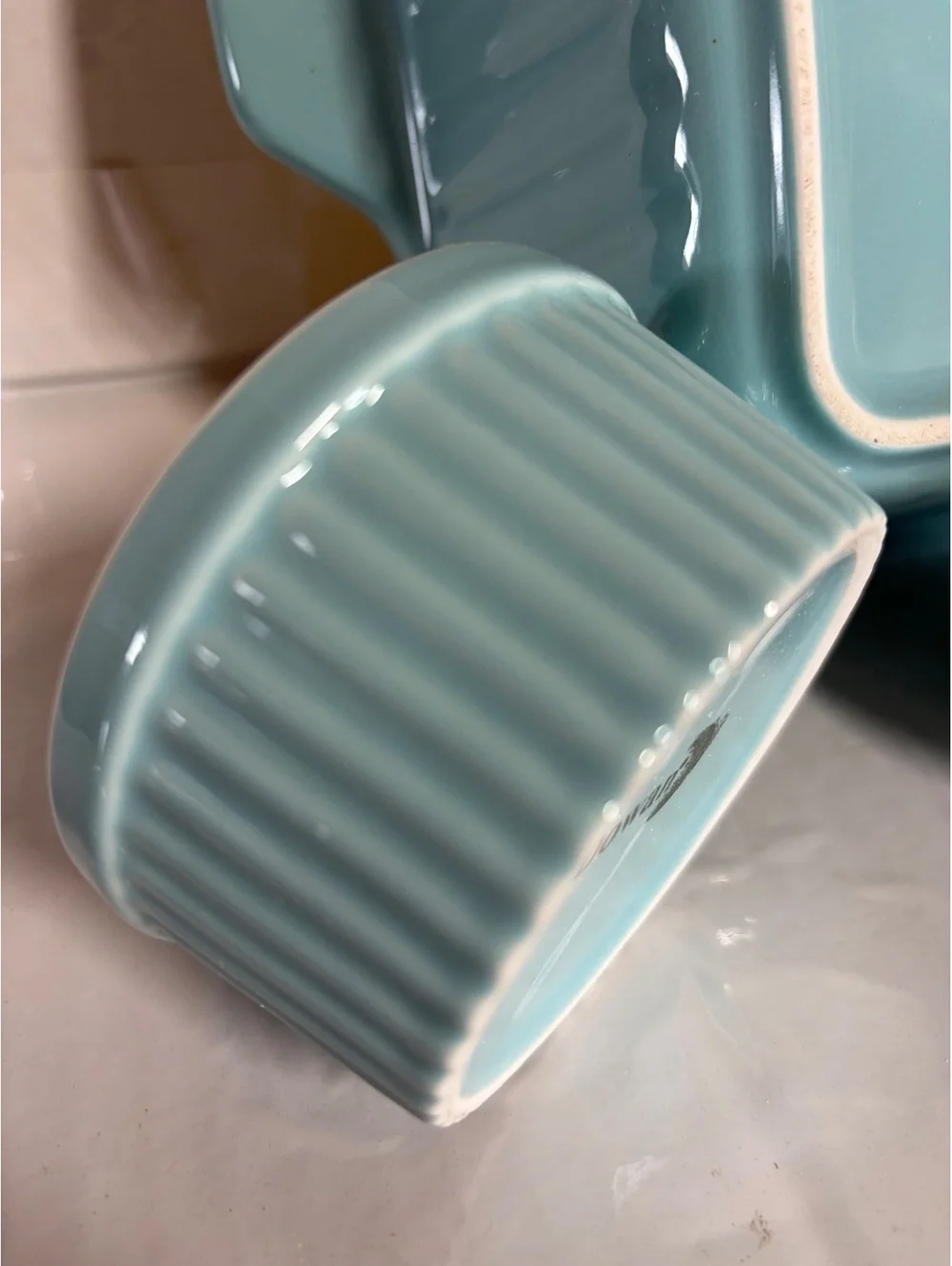 Dowan Blue Ceramic Baking Dish with 4 Ramekins Set
